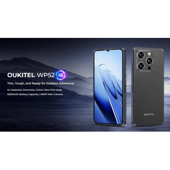 OUKITEL smartphone WP52, 6.6″, 4/256GB, 5G, IP68/IP69K, 6500mAh, μαύρο