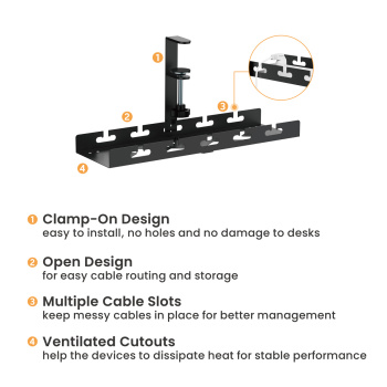 BRATECK cable management γραφείου CC11-10-1, μεταλλικό, 40×12.9x19cm, μαύρο