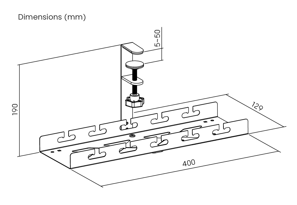 BRATECK cable management γραφείου CC11-10-1, μεταλλικό, 40x12.9x19cm, μαύρο - Image 4