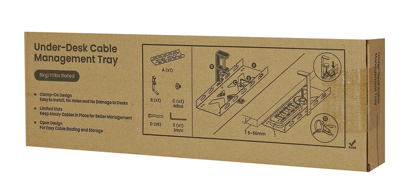 BRATECK cable management γραφείου CC11-10-1, μεταλλικό, 40x12.9x19cm, μαύρο - Image 5