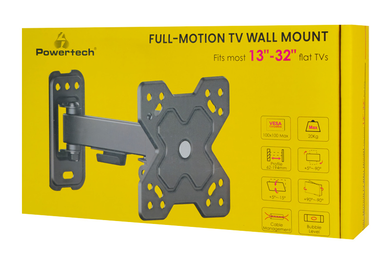 POWERTECH επιτοίχια βάση PT-1277 για τηλεόραση 13-32", full motion, 20kg - Image 4