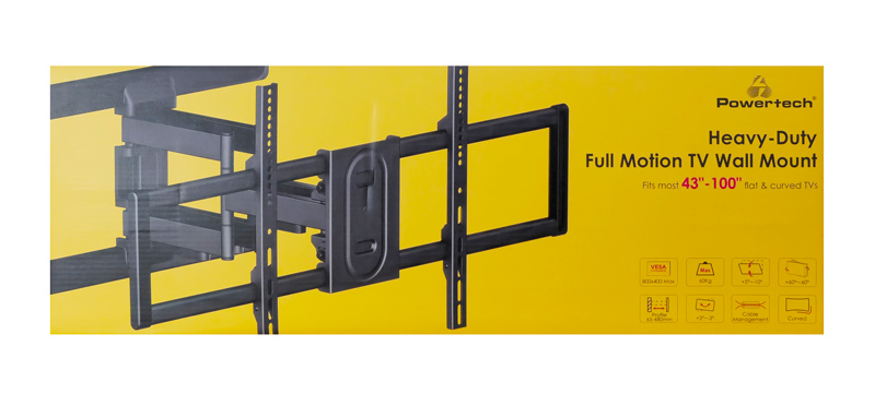 POWERTECH επιτοίχια βάση PT-1280 για τηλεόραση 43-100", full motion, 60kg - Image 4