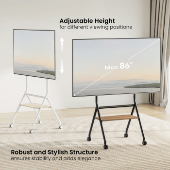 BRATECK βάση δαπέδου TTF13E-46FW για τηλεόραση 37-86″ έως 80kg, με ράφι & ροδάκια