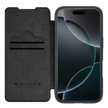 NILLKIN θήκη Qin Prop Leather για iPhone 16 Pro Max, δερμάτινη, μαύρη