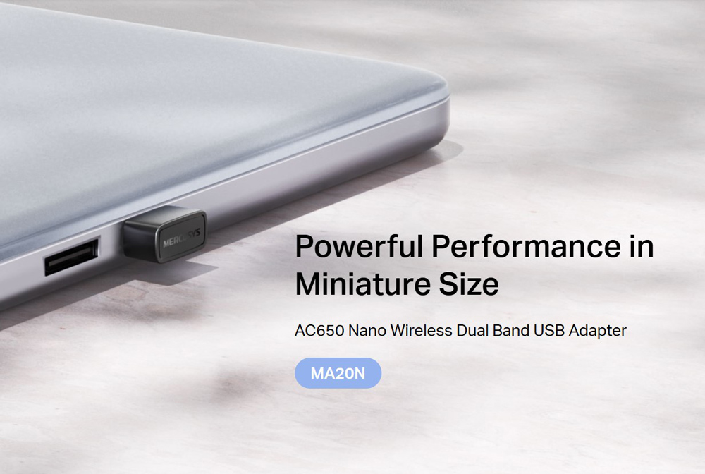 MERCUSYS ασύρματος USB αντάπτορας δικτύου MA20N, 650Mbps AC650, Ver 1.0 - Image 2