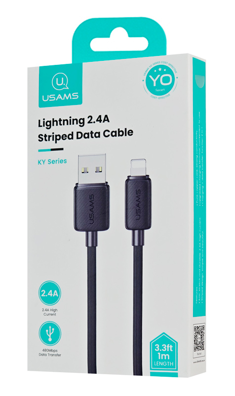 USAMS καλώδιο Lightning σε USB US-SJ689, 12W, 480Mbps, 1m, μαύρο - Image 4