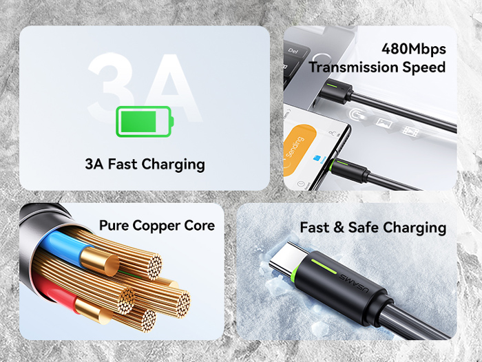USAMS καλώδιο USB-C σε USB US-SJ732, 18W, 480Mbps, 1m, λευκό - Image 2