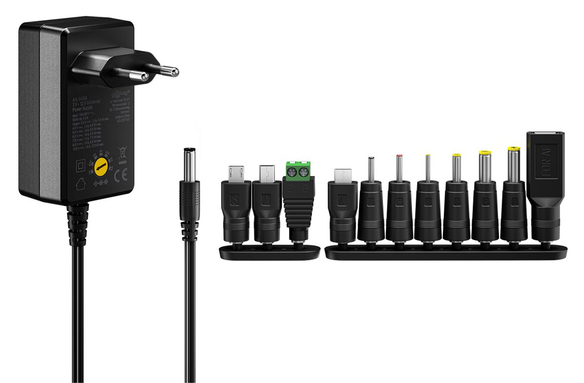 GOOBAY επιτοίχιος φορτιστής 74436, 5V-15V, 36W, 12 tips - Image 2
