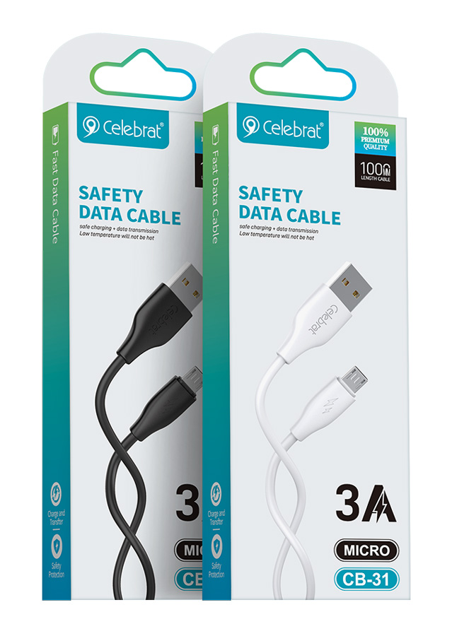 CELEBRAT καλώδιο micro USB σε USB CB-31, 15W, 480Mbps, 1m, λευκό - Image 4