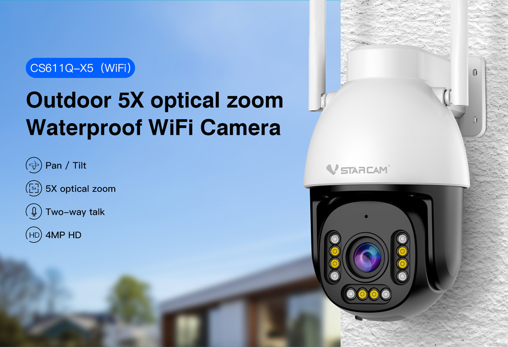 VSTARCAM smart κάμερα CS611Q-X5, 4MP, WiFi, PTZ, 5x zoom, SD, IP66 - Image 2