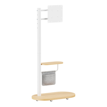 BRATECK βάση δαπέδου FS54-22T-02W για τηλεόραση 17-43″ έως 15kg, με ράφι & ροδάκια
