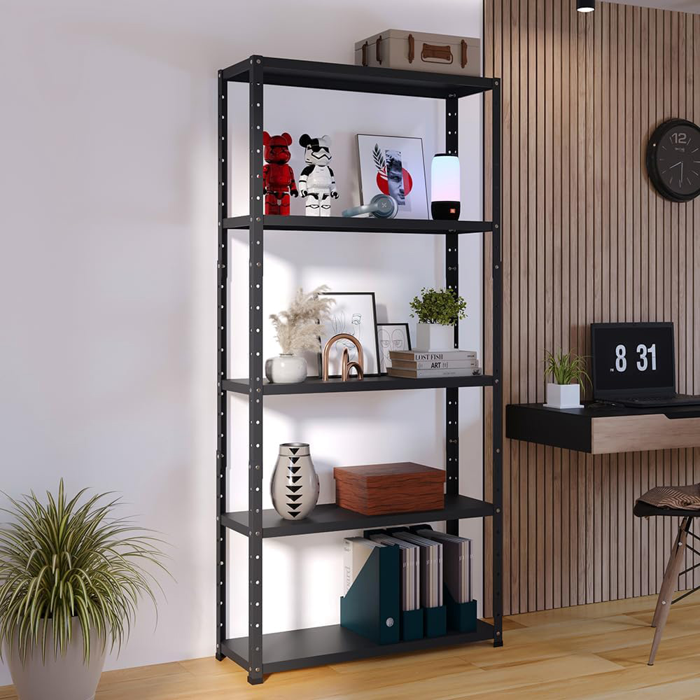 HOME USE μεταλλική ραφιέρα HUH-0200 με 4 ράφια, 75x30x150cm, μαύρη - Image 2