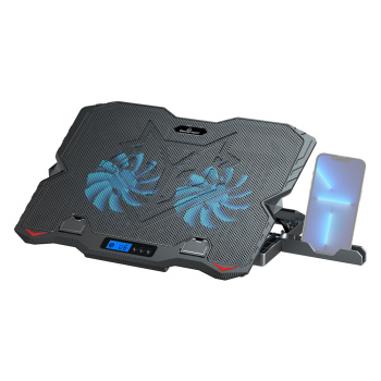 POWERTECH βάση & ψύξη laptop PT-1346, έως 15.6″, 2x 125mm LED fan, μαύρη