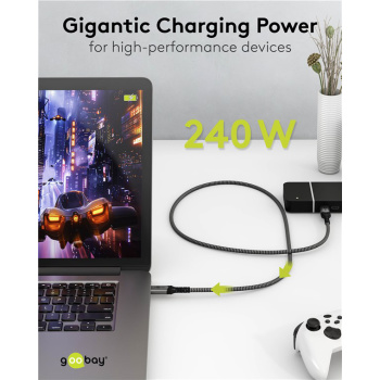GOOBAY καλώδιο USB-C 74210, USB4, 240W, 40Gbps, 8K/60Hz, 0.50m, γκρι