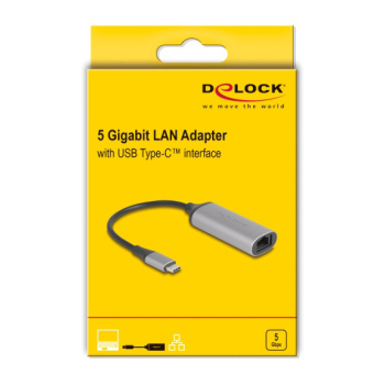 DELOCK αντάπτορας δικτύου 81570, USB-C, 5Gbps Ethernet, ασημί