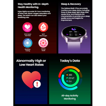ZEBLAZE smartwatch Btalk 3 Plus, heart rate, 1.39″ IPS, μαύρο