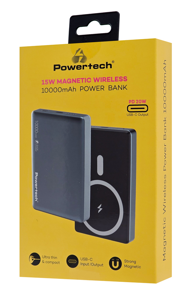 POWERTECH power bank PT-1377, 10000mah, magnetic wireless, 20W, γκρι - Image 4