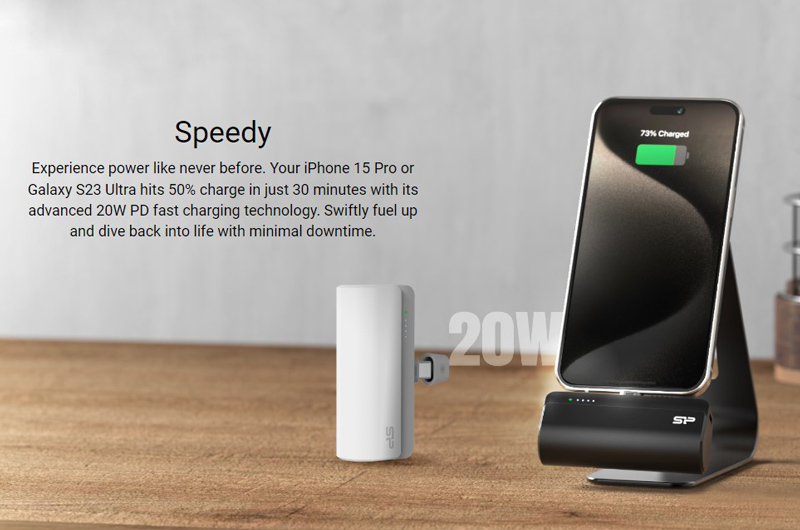 SILICON POWER power bank QD50, USB-C, 5000mAh, 20W PD, λευκό - Image 2
