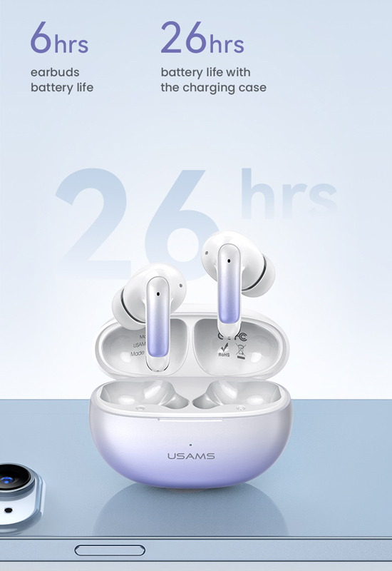 USAMS earphones με θήκη φόρτισης US-XD19, TWS, ENC, Φ13mm, μαύρα - Image 3