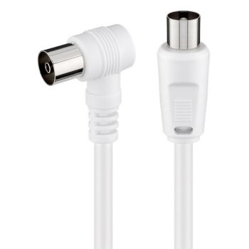 POWERTECH καλώδιο κεραίας RF αρσενικό – RF θηλυκό CAB-V040, γωνιακό, λευκό, 1.5m