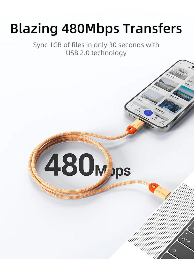 CABLETIME καλώδιο USB-C CT-CM60-PBW, 60W PD, 480Mbps, 1m, μαύρο - Image 3