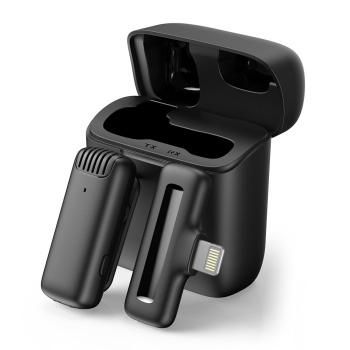 APEXEL ασύρματο μικρόφωνο APL-MIC013 με θήκη φόρτισης, Lightning, 2.4GHz, μαύρο