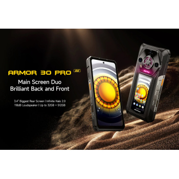 ULEFONE smartphone Armor 30 Pro, 6.95″ & 3.4″, 16/512GB, 5G, 12800mAh, IP68/IP69K, μαύρο