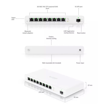UBIQUITI router UISP-R, 8x Gigabit Ethernet Θύρες, 1000Mbps, PoE 30W