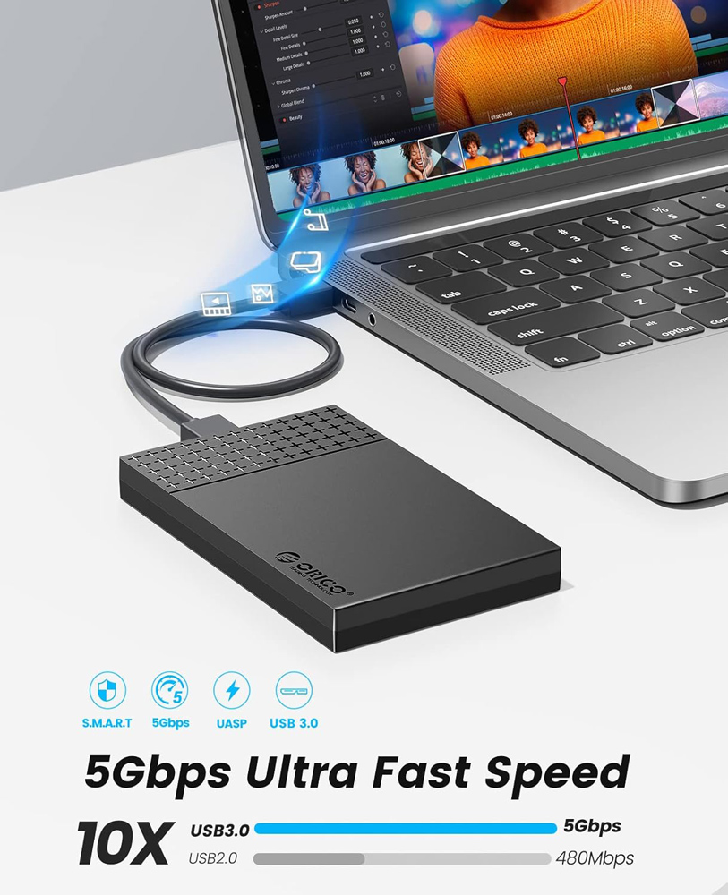 ORICO θήκη για 2.5" SATA HDD/SSD 2526U3-V1, 5Gbps, μαύρη - Image 2