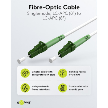 GOOBAY καλώδιο οπτικής ίνας LC-APC 59583, Singlemode OS2, 0.5m, λευκό