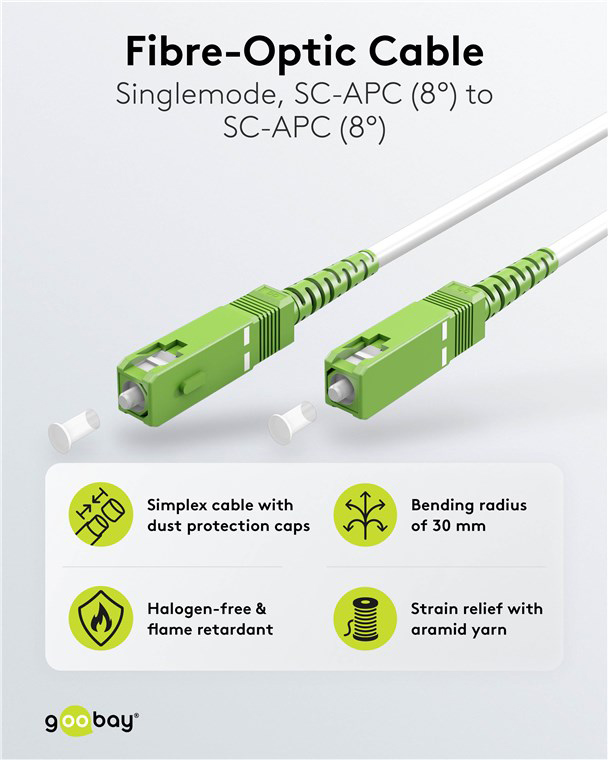 GOOBAY καλώδιο οπτικής ίνας SC-APC 59599, Singlemode OS2, 15m, λευκό - Image 2
