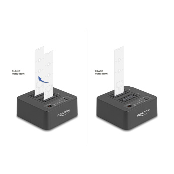 DELOCK docking station για M.2 NVMe SSD 64300, 2 θέσεων, 20Gbps, clone/erase function, μαύρο