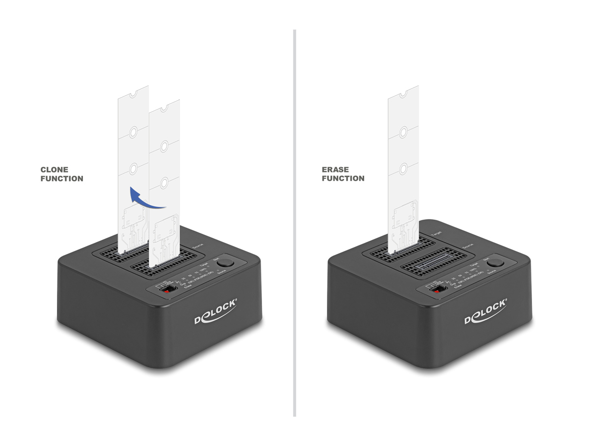 DELOCK docking station για M.2 NVMe SSD 64300, 2 θέσεων, 20Gbps, clone/erase function, μαύρο - Image 2