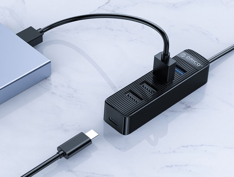 ORICO USB hub TWU32-4A, 4x θυρών, USB 3.0, 5Gbps, USB σύνδεση, μαύρο - Image 3