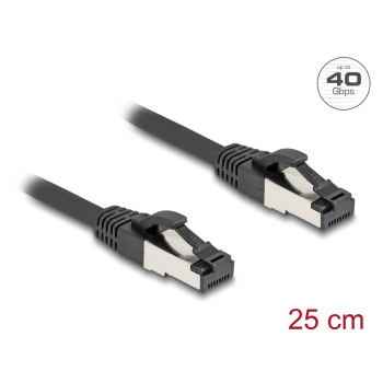 DELOCK καλώδιο δικτύου 80566, CAT 8.1 S/FTP, copper, 2000MHz, 0.25m, μαύρο