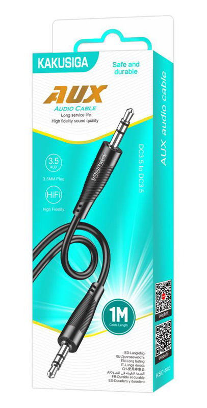 KAKUSIGA καλώδιο ήχου 3.5mm KSC-893, AUX, 1m, μαύρο - Image 3