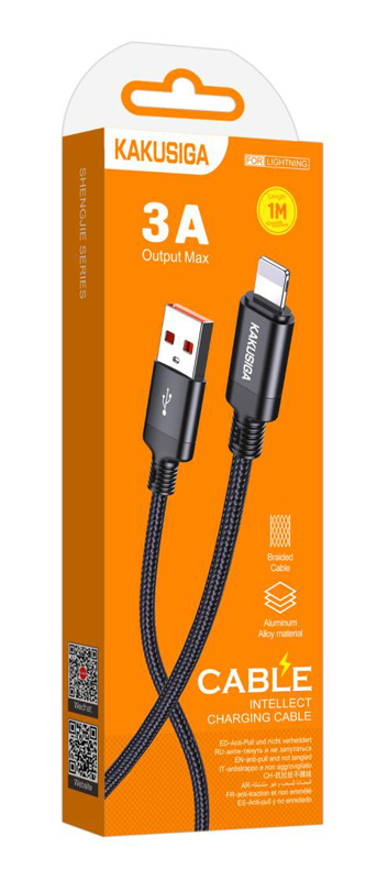 KAKUSIGA καλώδιο Lightning σε USB KSC-970, 3A, 480Mbps, 1m, μαύρο - Image 4