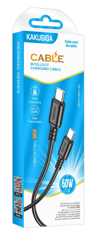 KAKUSIGA καλώδιο USB-C σε USB-C KSC-982, 60W, 480Mbps, 1m, μαύρο - Image 3