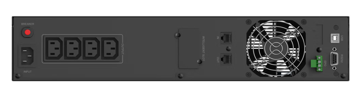 POWERTECH UPS Line Interactive PT-1408 για rack 2U, με οθόνη, 2200VA/1540W, 4x DC output - Image 2