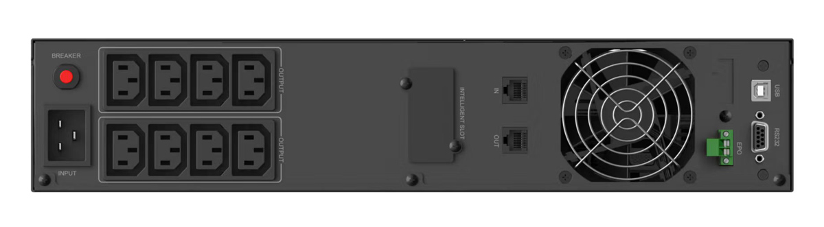 POWERTECH UPS Line Interactive PT-1409 για rack 2U, με οθόνη, 3000VA/2100W, 8x DC output - Image 2