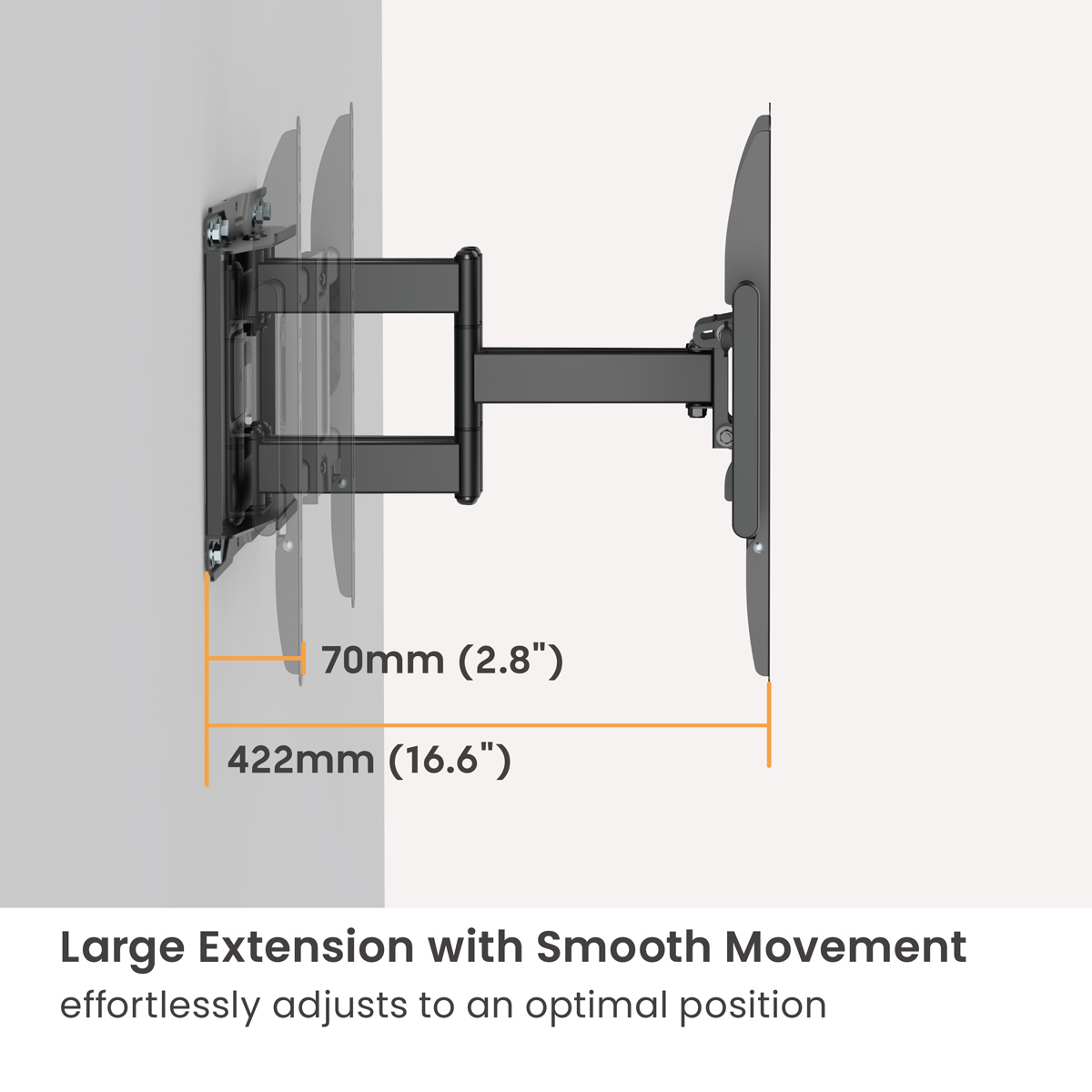 POWERTECH επιτοίχια βάση τηλεόρασης PT-1423, 37-90", 75kg, heavy duty, full motion - Image 5