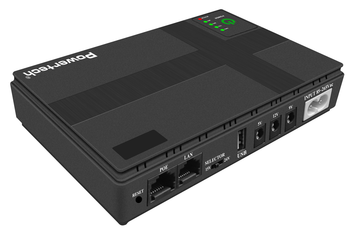 POWERTECH mini DC UPS PT-1435, 36W, 10400mAh, 3x DC, USB/LAN/POE, μαύρο - Image 3