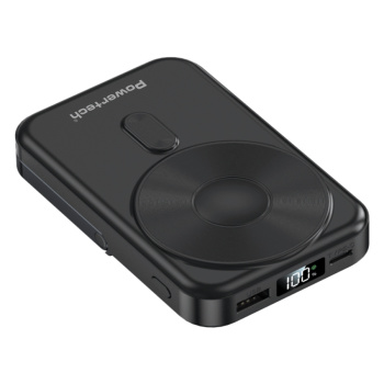 POWERTECH power bank με οθόνη PT-1416, 10000mah, magnetic wireless, 22.5W, μαύρο