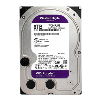 WD σκληρός δίσκος 3.5″ Purple Surveillance 6TB, 256MB, 5400RPM, SATA III