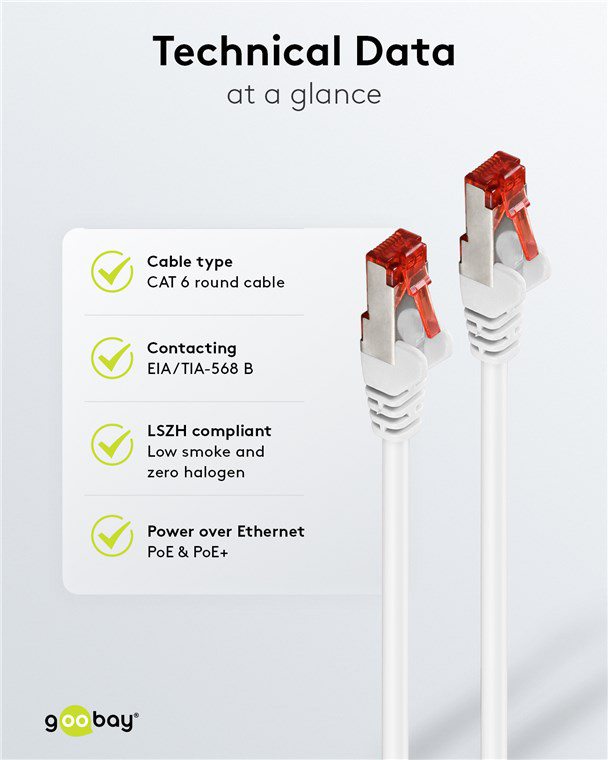 GOOBAY καλώδιο δικτύου 93501, CAT 6 S/FTP, copper, 250MHz, 0.5m, λευκό - Image 5