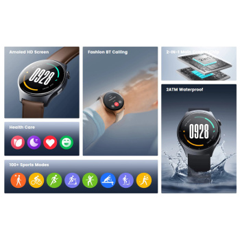 MIBRO smartwatch Lite 3 με 2x λουράκια, heart rate, 1.3″ AMOLED, 2 ATM, γκρι/καφέ