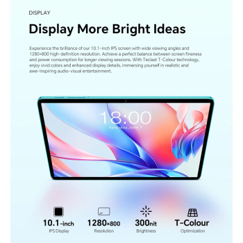 TECLAST tablet P33, 10.1″, 3/64GB, Android 15, 6000mAh, μπλε