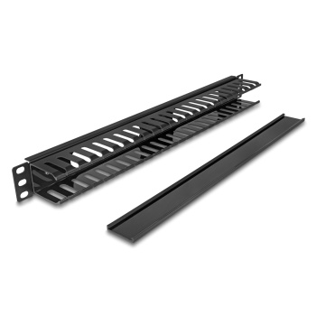 DELOCK cable management 81555 για rack 19″/1U, πλαστικό/μεταλλικό, μαύρο