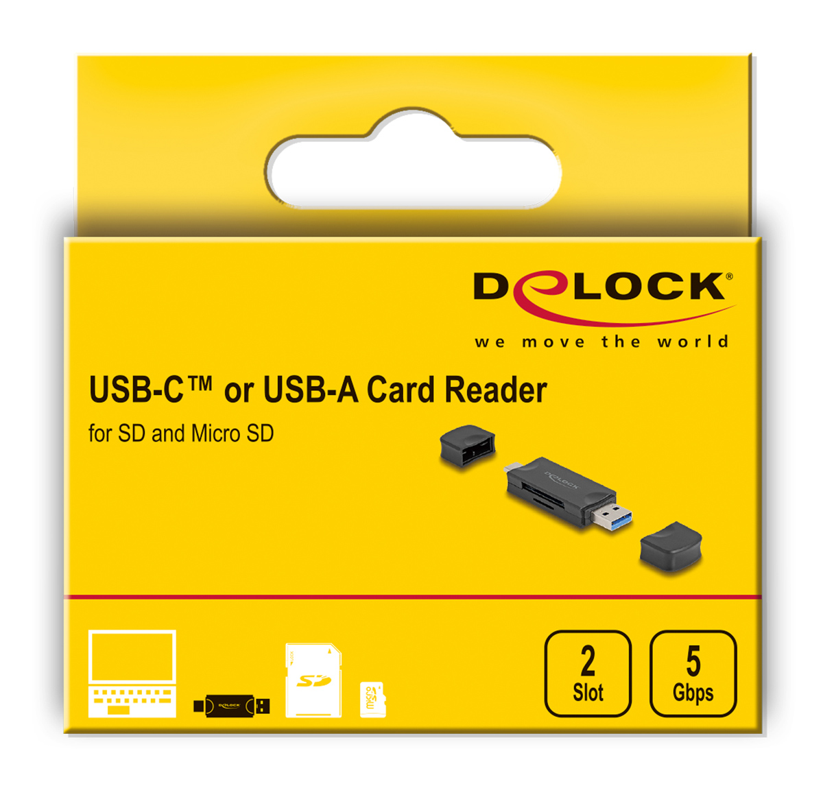 DELOCK card reader 91020 για SD & micro SD, USB/USB-C σύνδεση, 5Gbps, μαύρο - Image 5