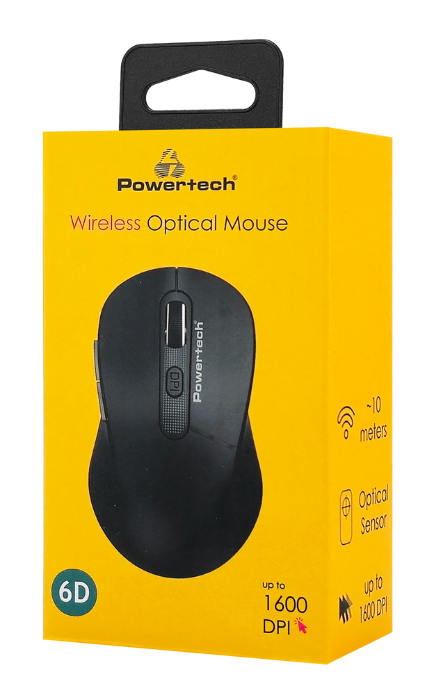 POWERTECH ασύρματο ποντίκι PT-1466, USB δέκτης, έως 1600DPI, μαύρο - Image 5